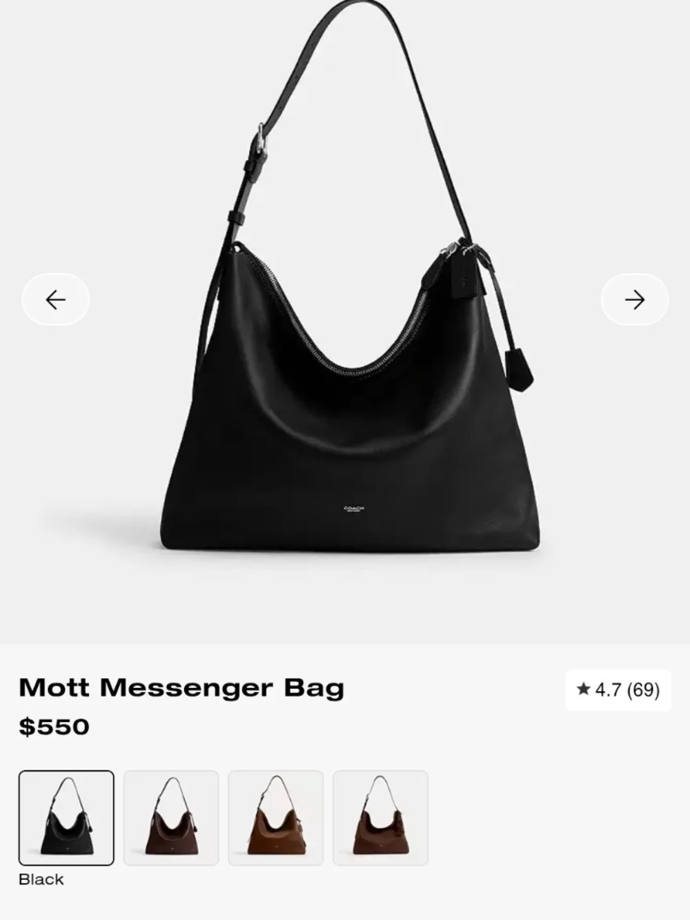 Coach  Mott Messenger Bag In Black